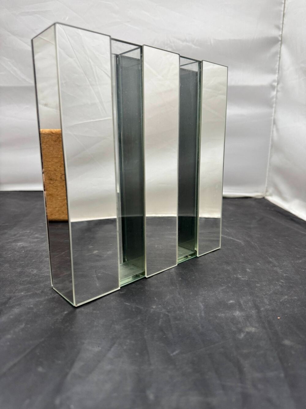 Torre & Tagus Mirrored Glass Geometric 5 Slot Floral Arranger Bud Flower Vase